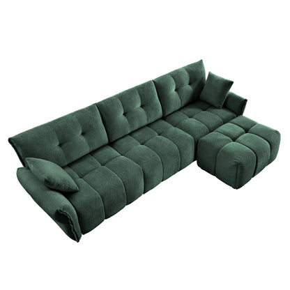Three-Seater Sofa Set With Ottoman And Pillows