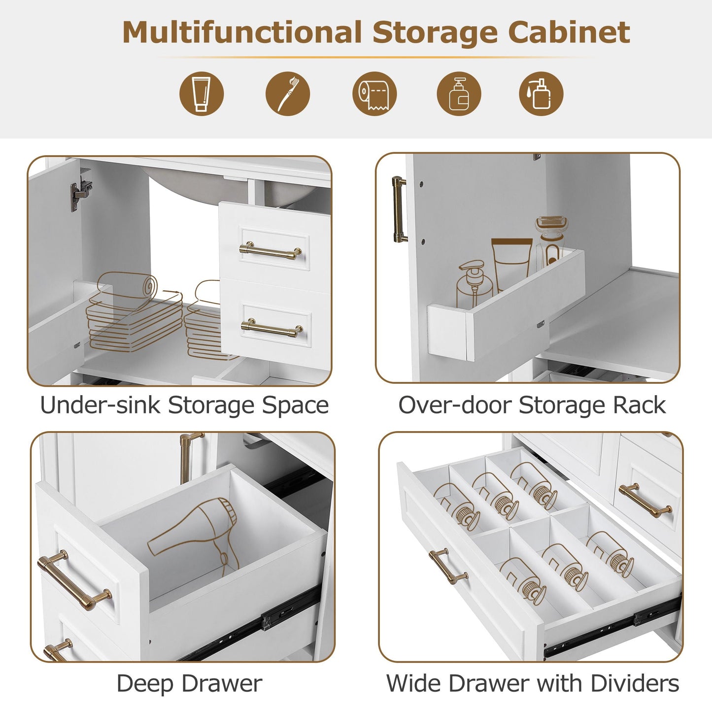 Traditional Bathroom Vanity Set With Soft Close Doors