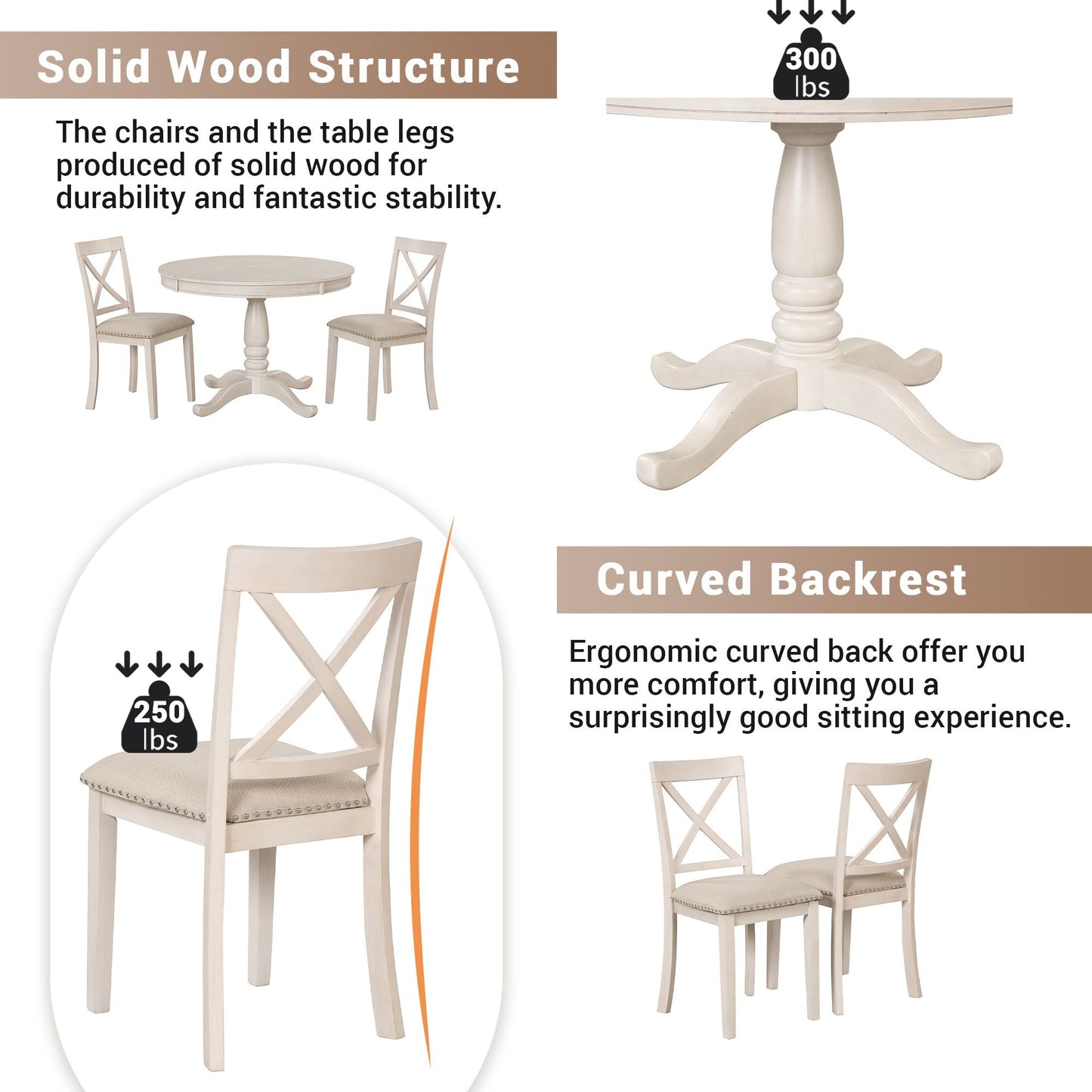 5 Piece Dining Room Set, Table And Chairs Set For 4 Persons