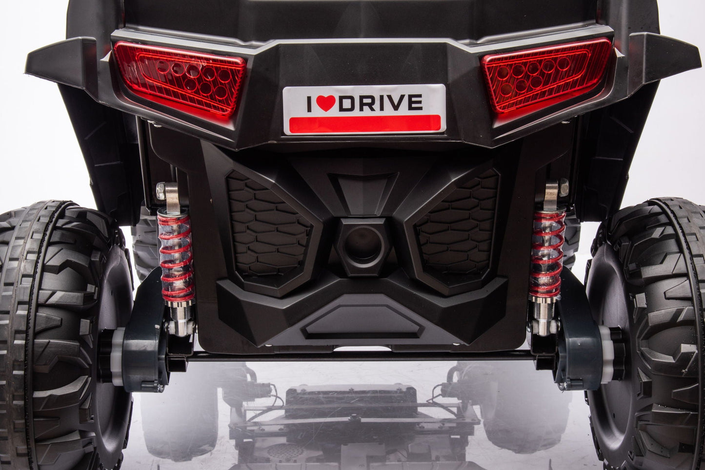 12V7A*1 30W*4 Four-Wheel Drive Seat One Button Start, Forward And Backward, High And Low Speed, Music, Front Light, Power Display, Two Doors Can Open, 2.4G R / C, Seat Belt Four Wheel Absorber