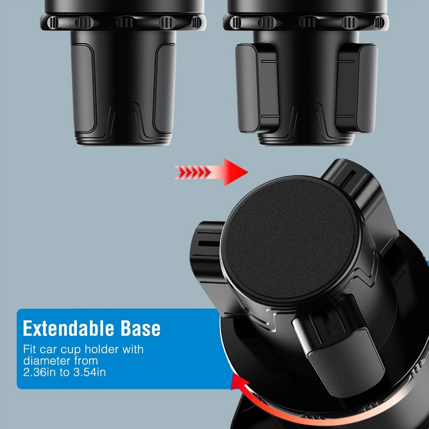 Car Cup Holder TrayÊ360¡ Rotating Car Bottle Holder Expander Adapter Multifunctional Water Cup Mount Stand with Detachable Tray