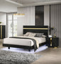 Modern Black 3-Piece Full Size Bedroom Set with LED Lighting