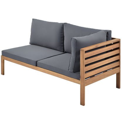 Wood Structure Outdoor Sofa Set with Gray Cushions