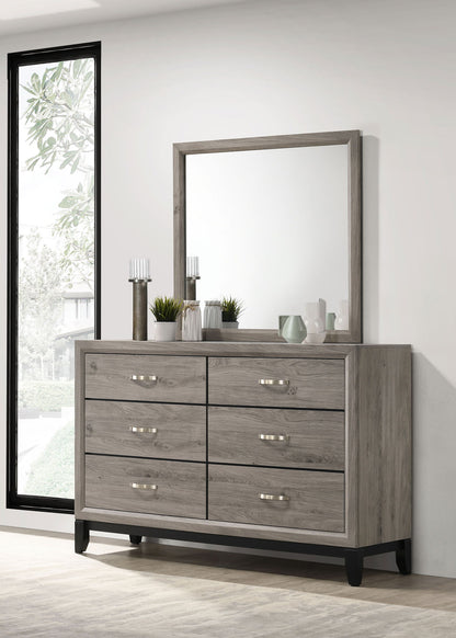 Valen 6-drawer Bedroom Dresser and Mirror Light Taupe