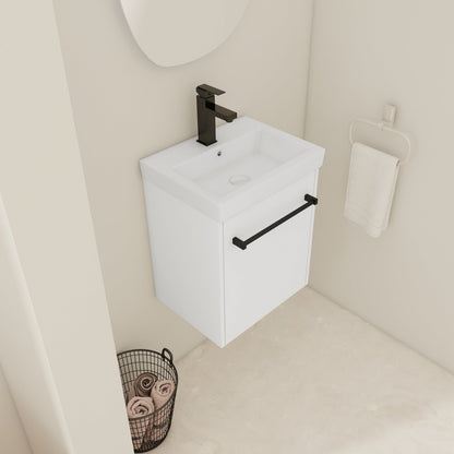 18" Floating Wall-Mounted Bathroom Vanity with Ceramic Sink