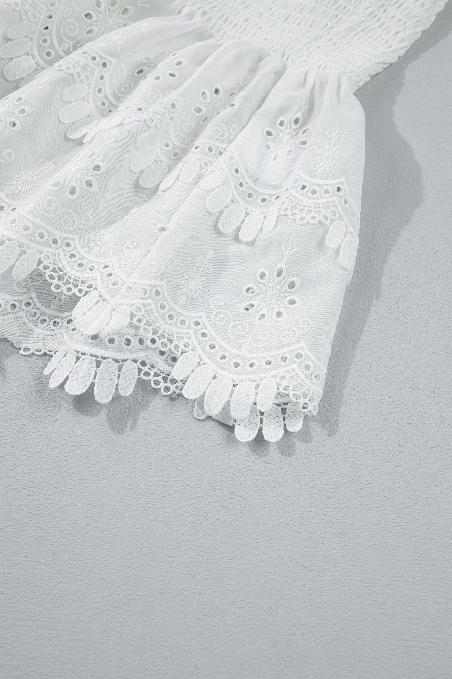 Danielle Smocked Lace Peplum Top