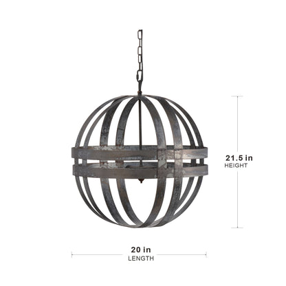4 Light Galvanized Chandelier, Hanging Light Fixture With Adjustable Chain For Kitchen, Bulb Not Included - Gray