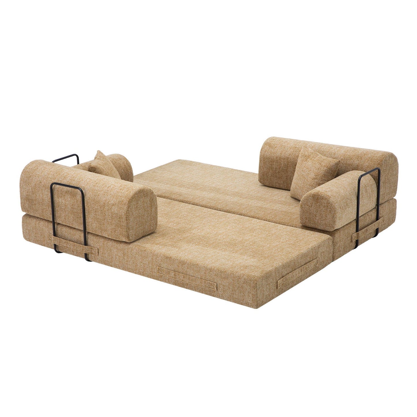 Modern 2 Tone Fabric Convertible Sleeper Sofa Bed