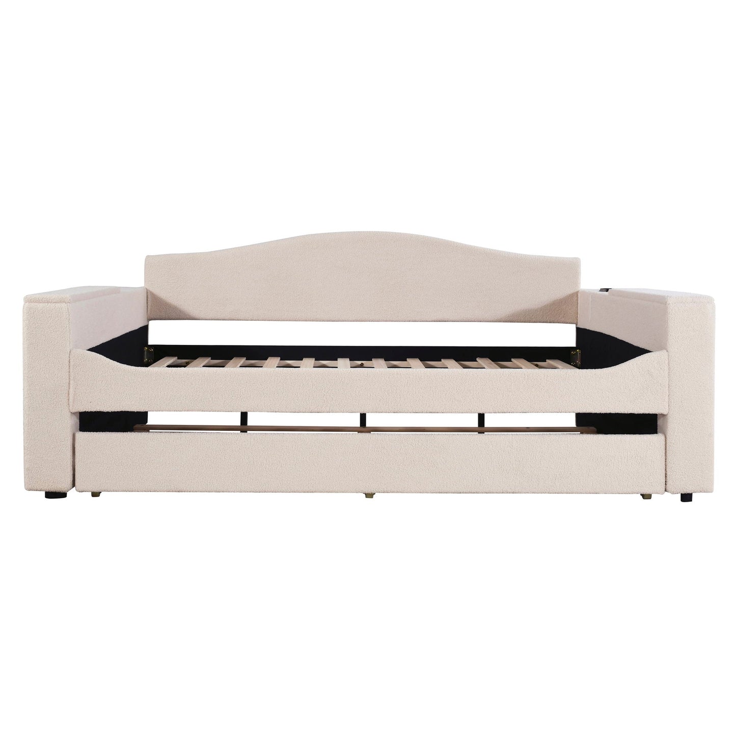 Upholstered Daybed With Storage Armrests, Trundle And Latest Integrated tooth Audio System