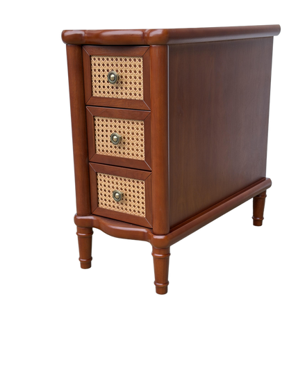 Rattan Narrow Side Table with 3 Drawers