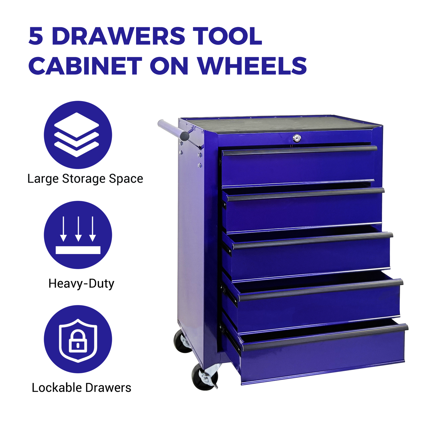 Rolling Metal Tool Chest with 5 Drawers