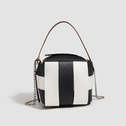 Fashion Contrasting Color PU Stylish Daily Commuter Bag - Simple Women's Shoulder Bag & Small Crossbody Tote