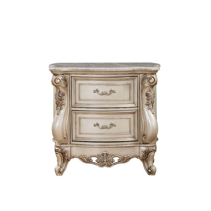 Gorsedd - Nightstand With Marble Top - Marble Top & Golden Ivory