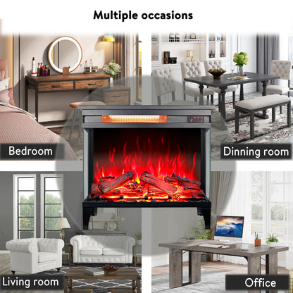 24 Inch Three-Sided Glass Electric Fireplace