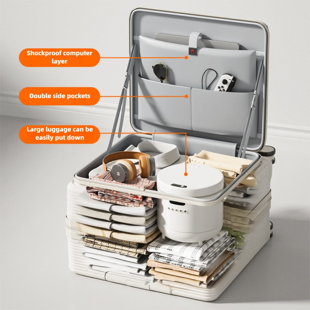 New 20 Inch Side Opening Small Luggage Compartment With Cup Holder, USB Port, Multifunctional Luggage, Boarding Password Box, Sturdy And Lightweight Travel Suitcase, Customizable Pattern