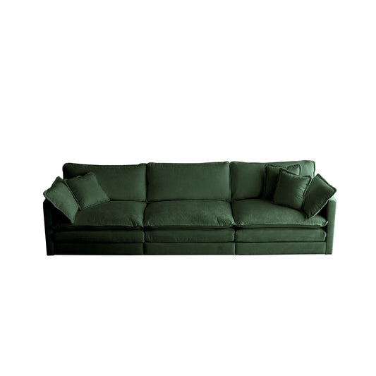 2-Piece Upholstered Sectional Sofa Set in Green Chenille