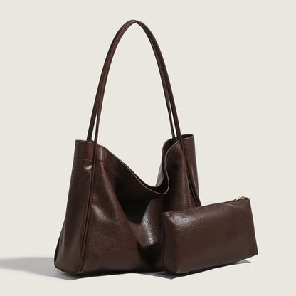 Elegant Ladies Tote Bag – Retro Minimalist & Versatile Commuter Shoulder Bag for Autumn and Winter