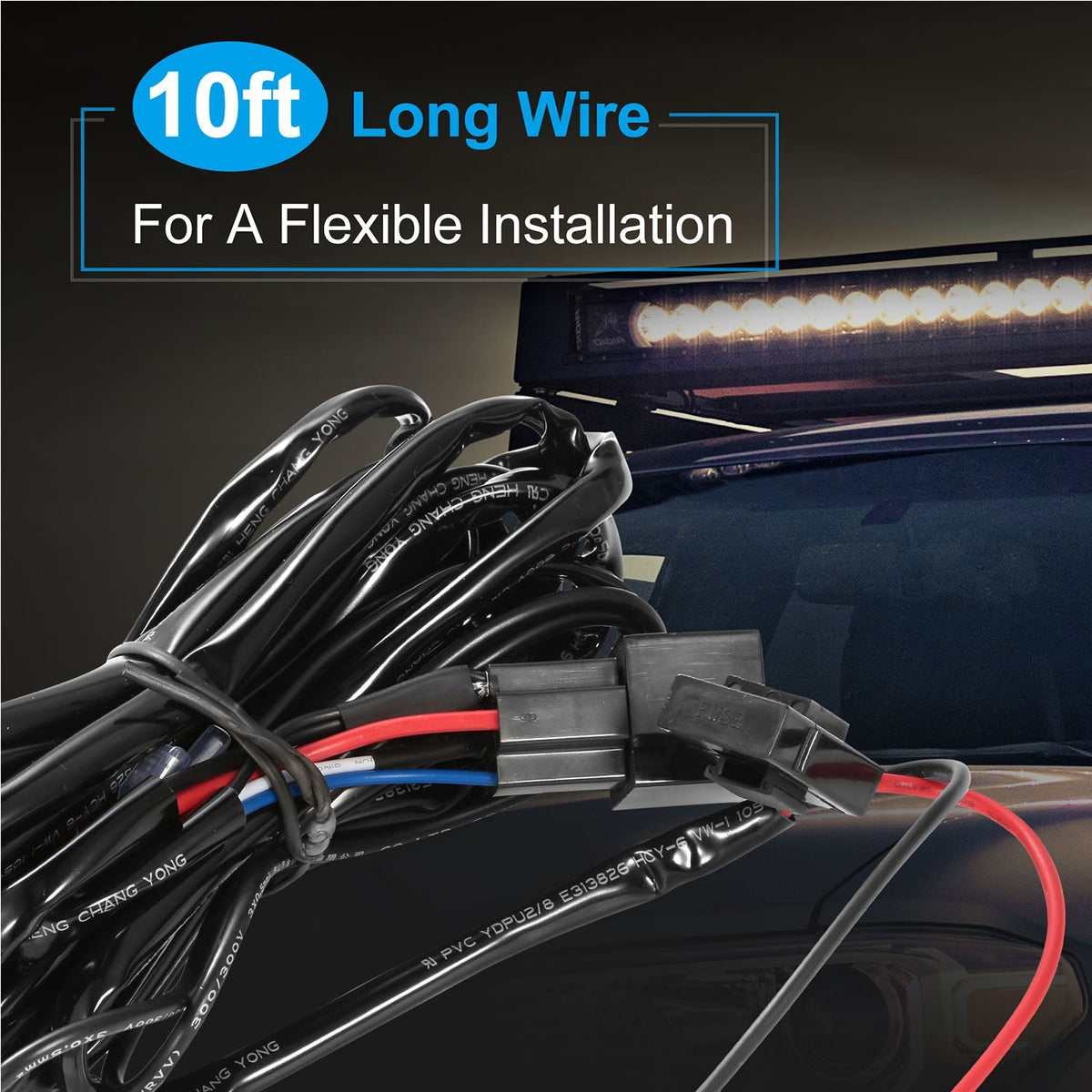 LED Light Bar Wiring Harness Kit 280W 12V 40A Power Relay Fuse On/Off Switch 10ft Length Universal Fitment Light Bar Accessories