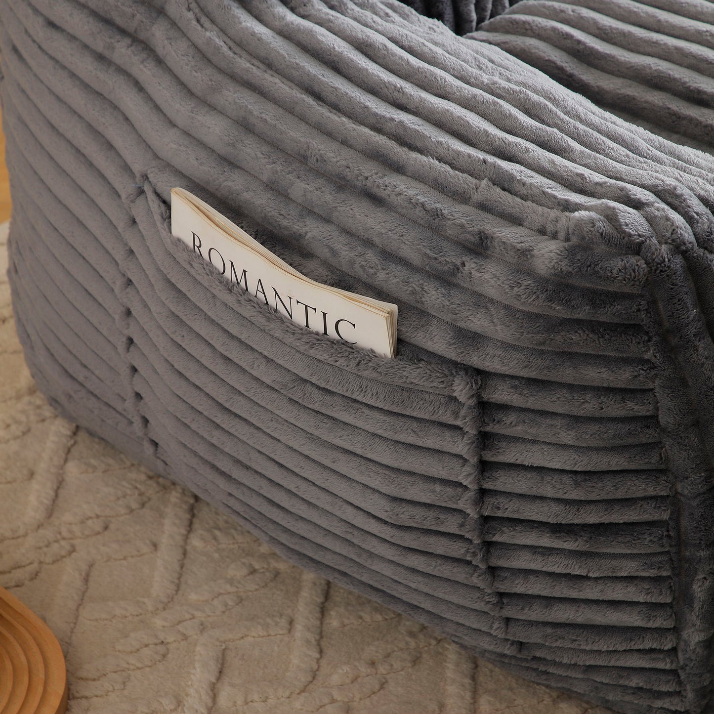 Giant Bean Bag Chair With Armrests And Footstool