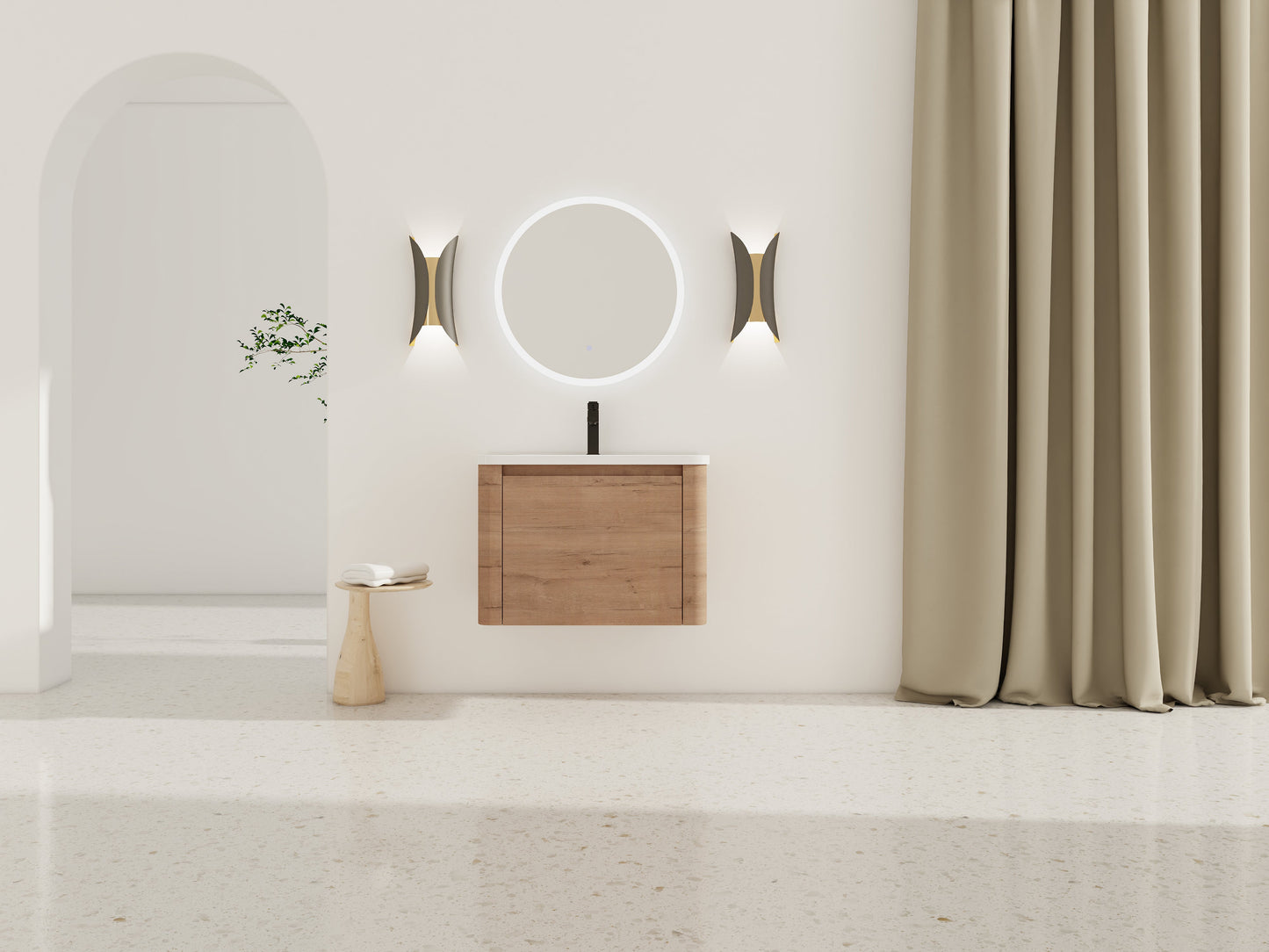28'' Wall-Mounted Bathroom Vanity with Ceramic Sink