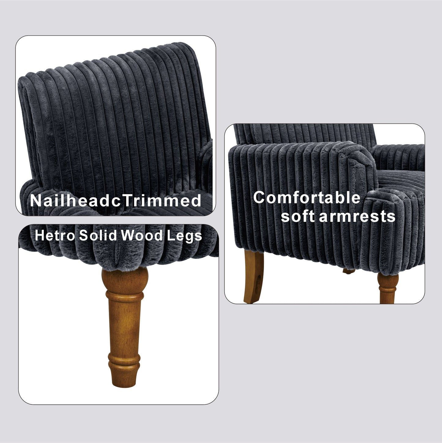 Modern Accent Chair with 2" Wide Wale Corduroy and Solid Wood Legs