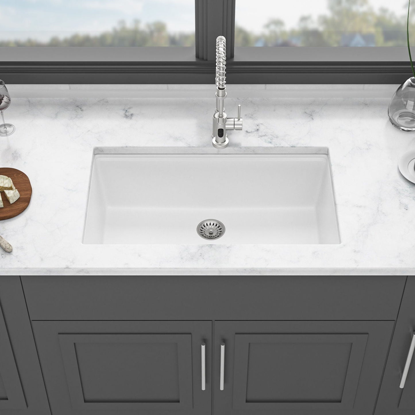 Quartz Kitchen Sink, Granite Composite Workstation Undermount