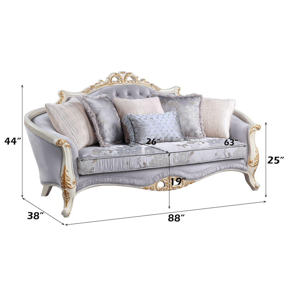 Galelvith - Sofa With 6 Pillows - Gray Fabric