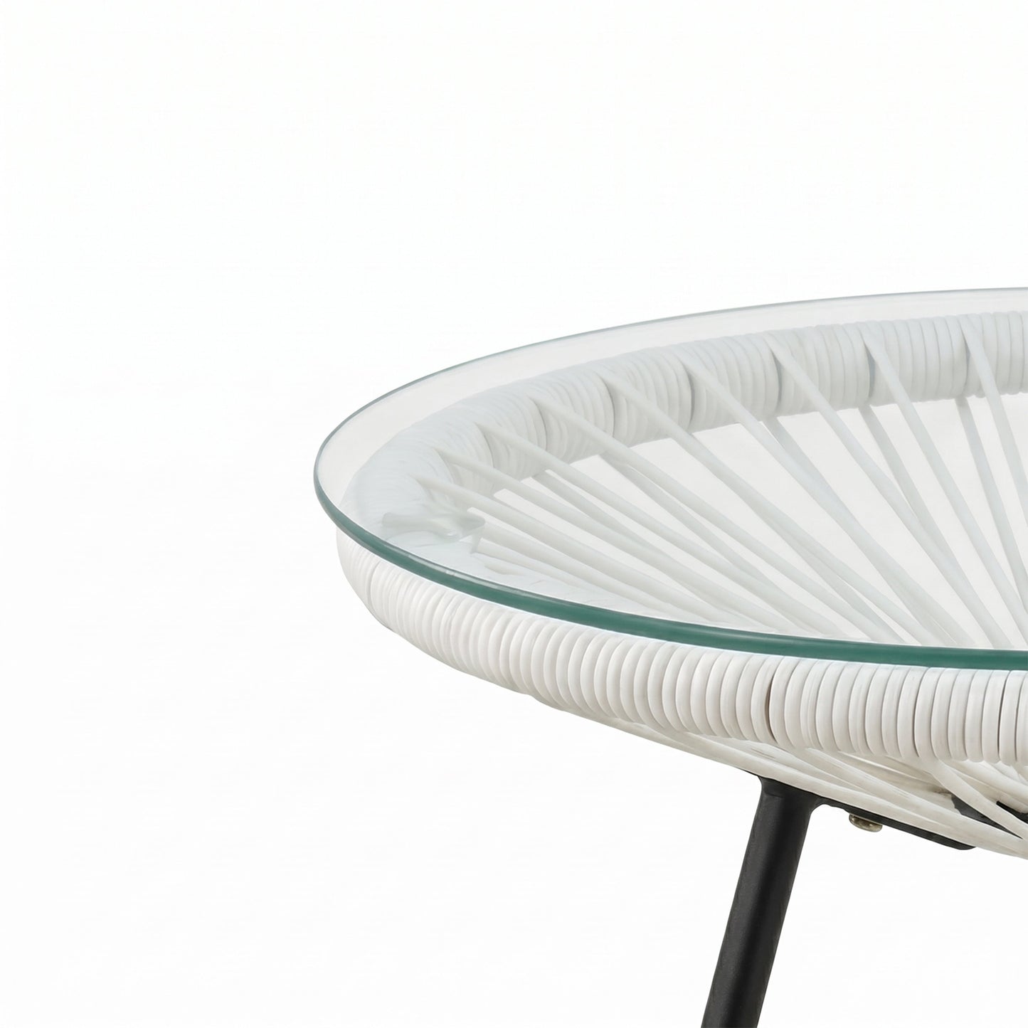 Nusa Outdoor Synthetic Wicker Glass-Top Side Table