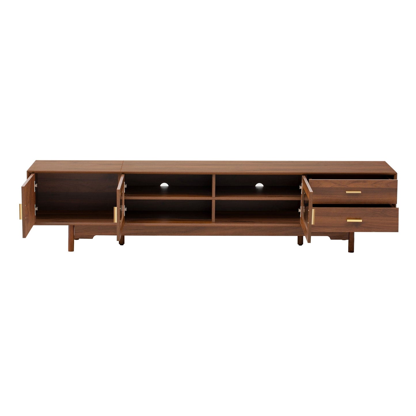 Modern TV Stand With Fluted Glass Doors & 2 Drawers