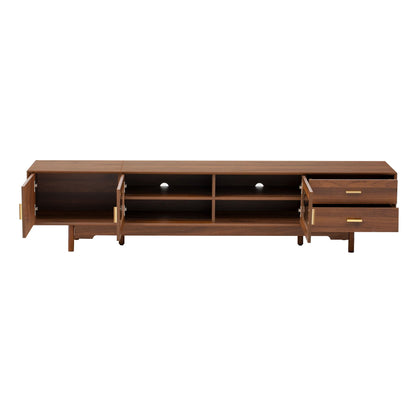 Modern TV Stand With Fluted Glass Doors & 2 Drawers