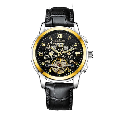New Mens Large-rotor Skeleton Automatic Mechanical Watch