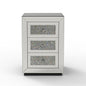 3 Drawer Nightstand With Glass Accents, Bedside Table For Bedroom - Silver