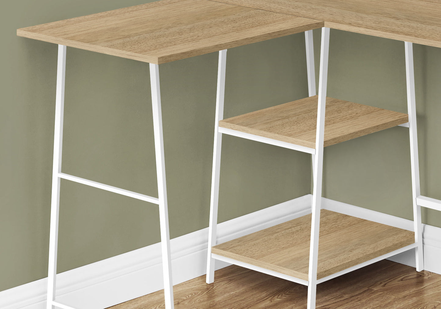 L-Shape Computer Desk with Storage Shelves