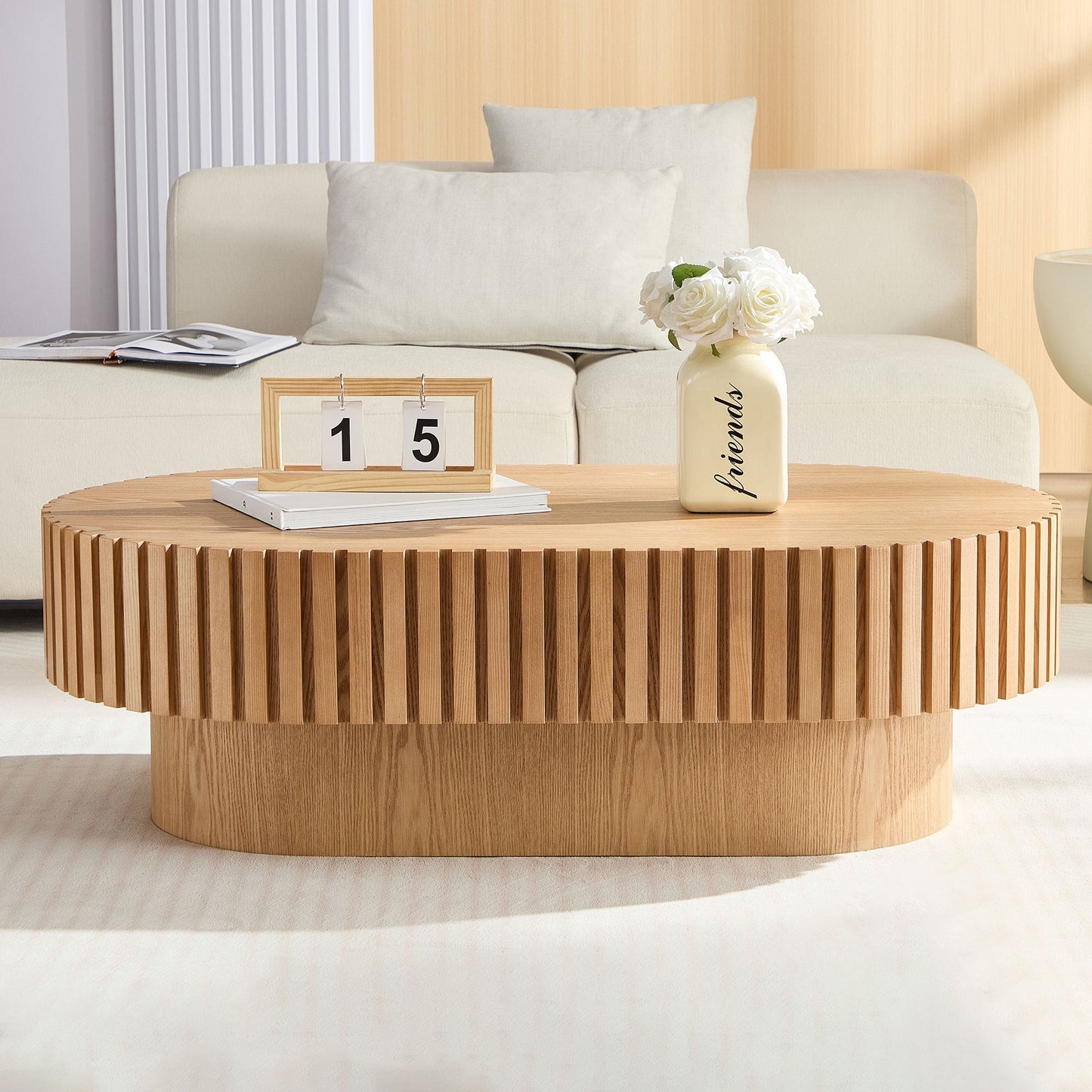 43.7 Inch Modern Handcrafted Drum Coffee Table