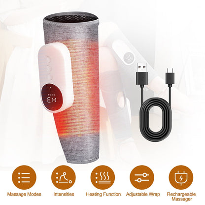 Electric Leg Calf Arm Massager Portable Cordless Rechargeable Air Leg Compression Massage Adjustable Wrap with 3 Modes Intensities Heating Function Pa