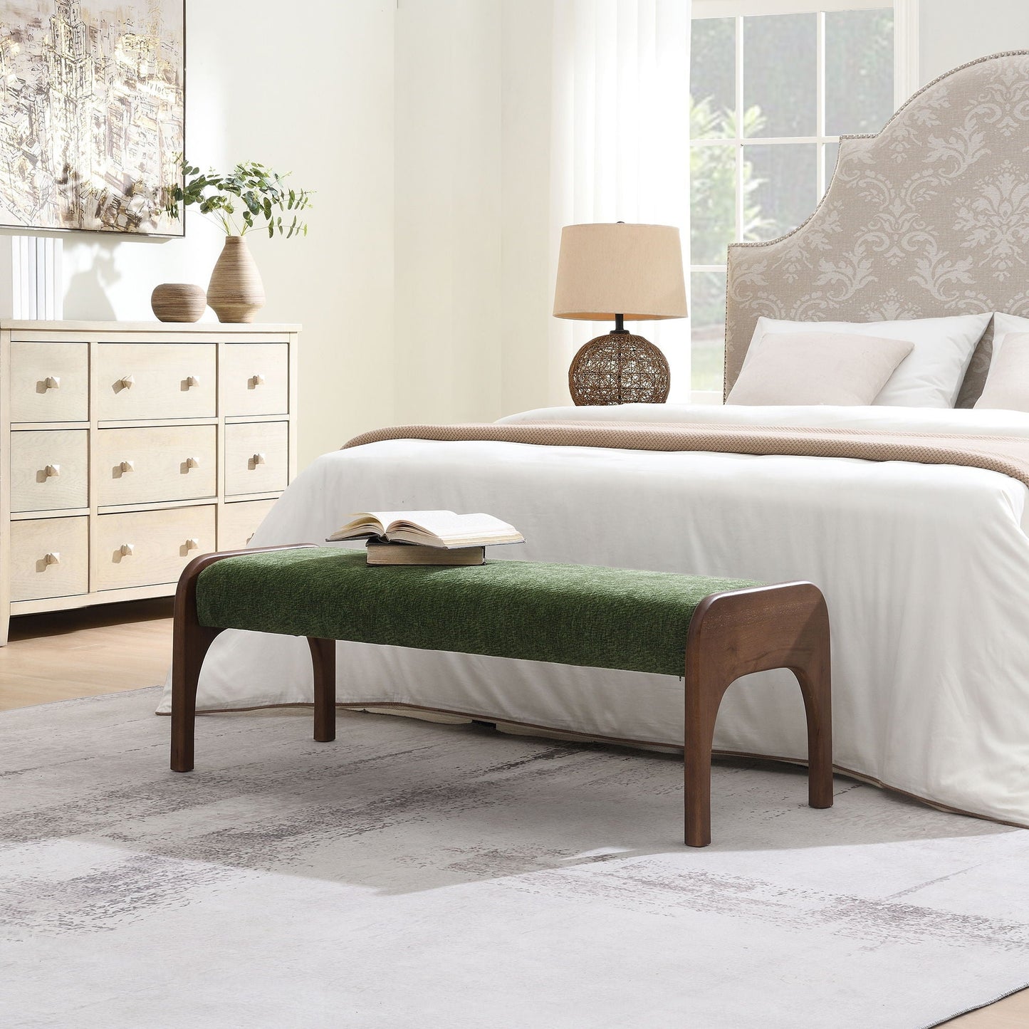 Modern Upholstered Long Bench For Kitchen
