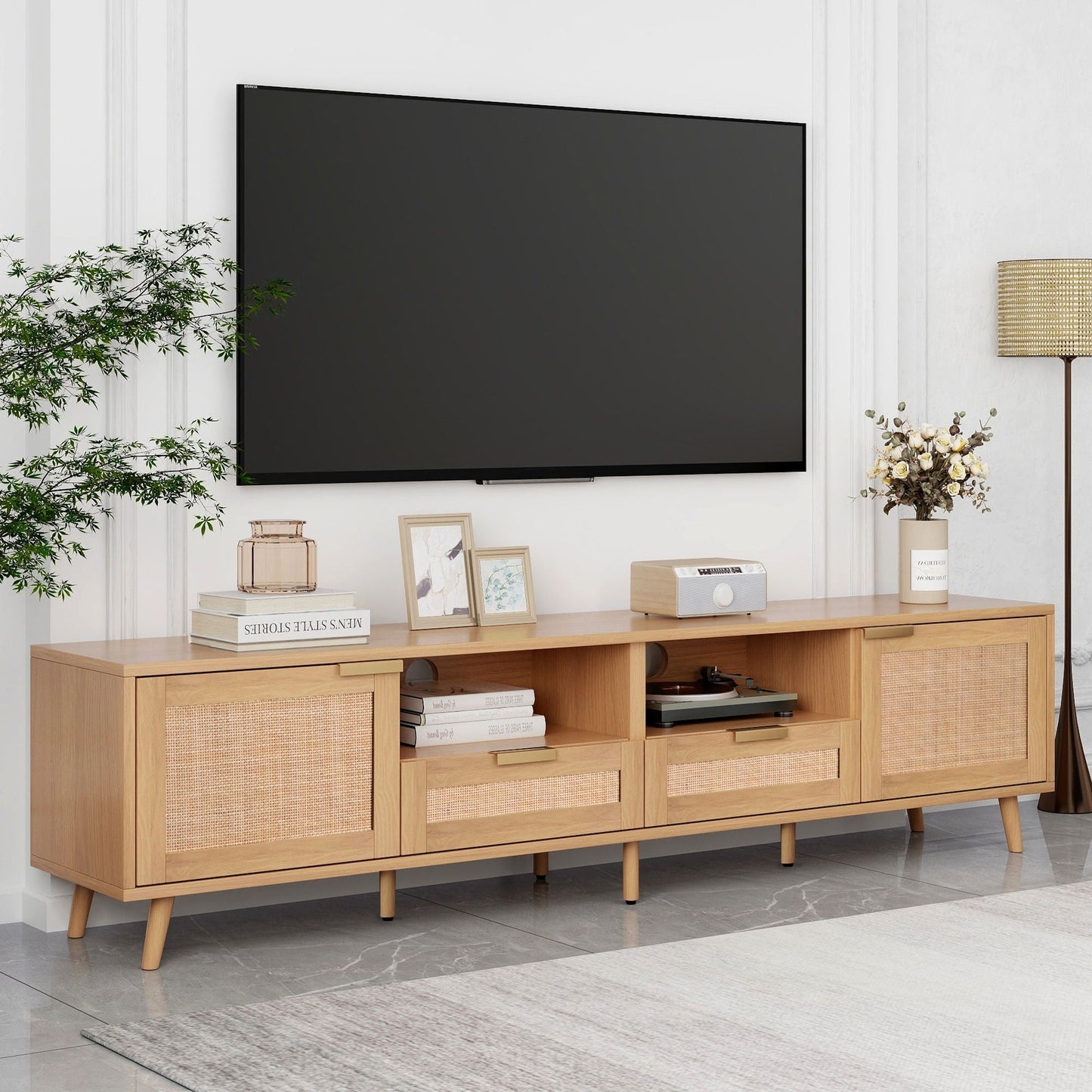 TV Stand Media Console With Cable Management