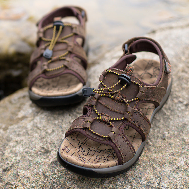 Summer Sandals For Men Fashionable Versatile Sporty Open-toe Solid-color Casual Shoes