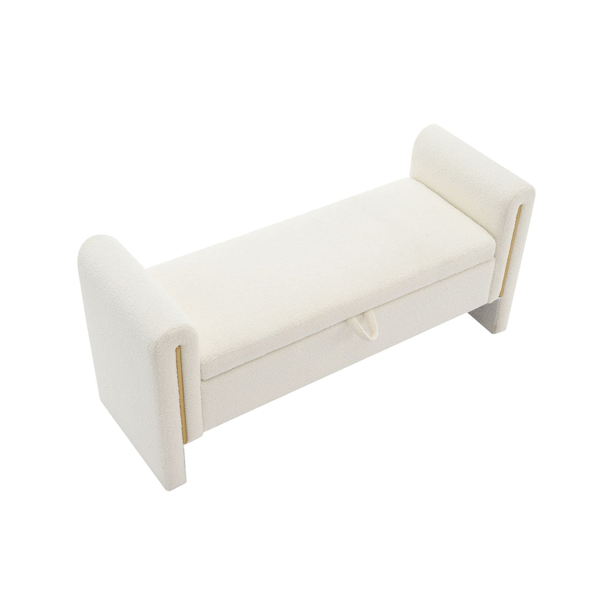 Modern Teddy Upholstered Large Bed End Bench With Arms And Storage