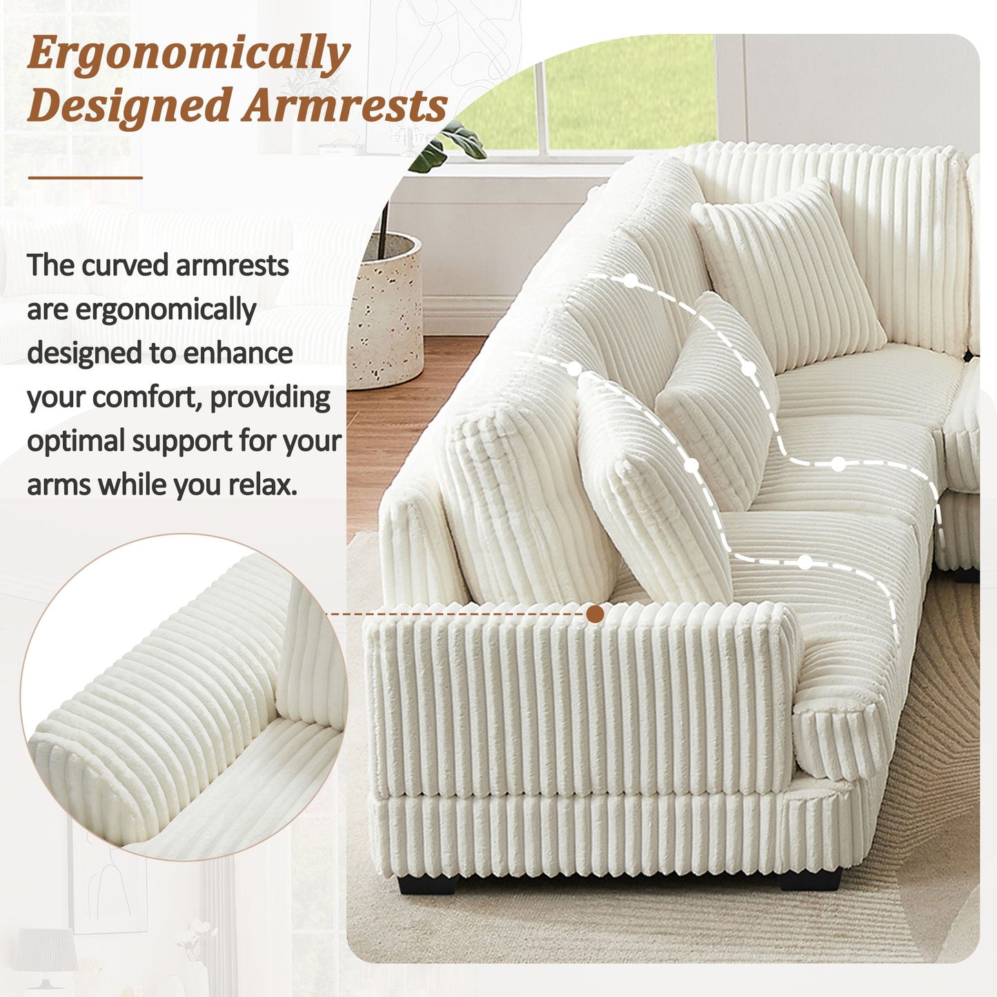 Oversized Sectional Sofa U - Shaped Sofa Couch Modern Sofa Upholstered In Soft With A Chaise Lounge For Living Room