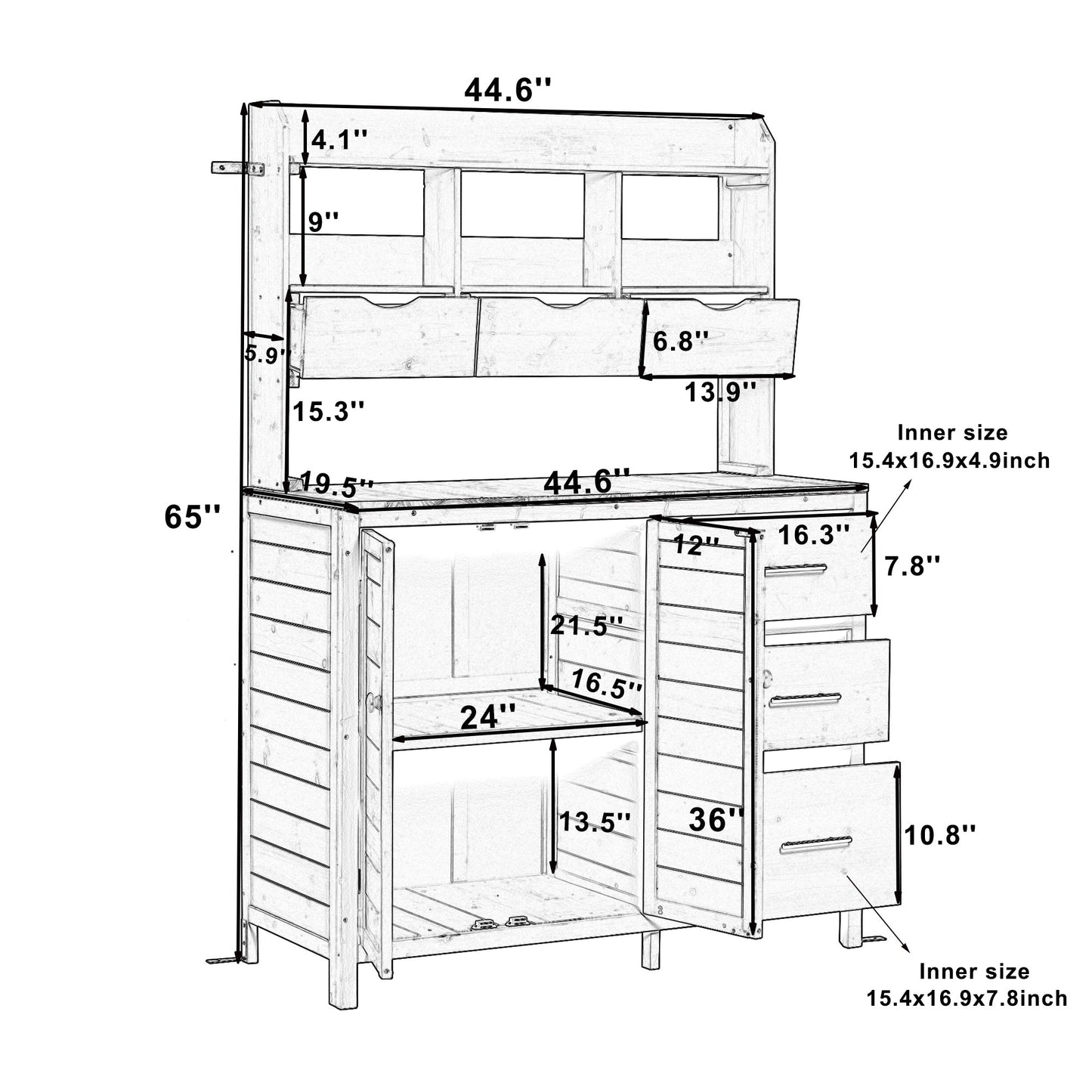 TOPMAX Farmhouse Patio Potting Bench with Storage and Workstation