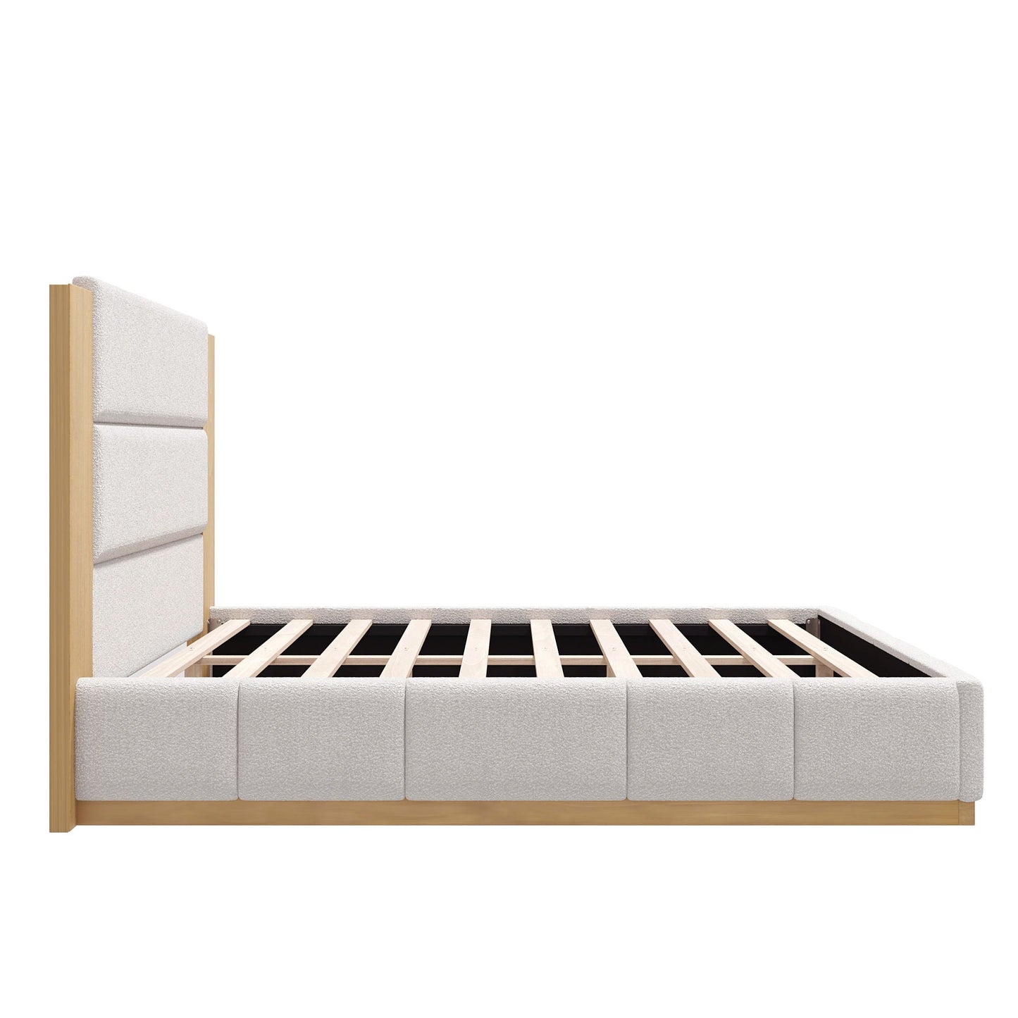 Modern Upholstered Platform Bed With Extended Headboard