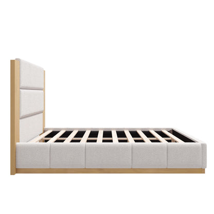 Modern Upholstered Platform Bed With Extended Headboard
