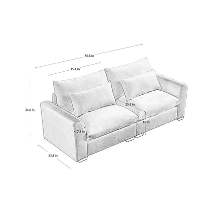 Modern 2 Seater Corduroy Fabric Sofa