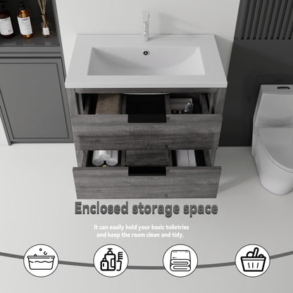 36 Inch Freestanding Bathroom Vanity with Sink, Soft-Close Drawer, Ceramic Sink, Plywood