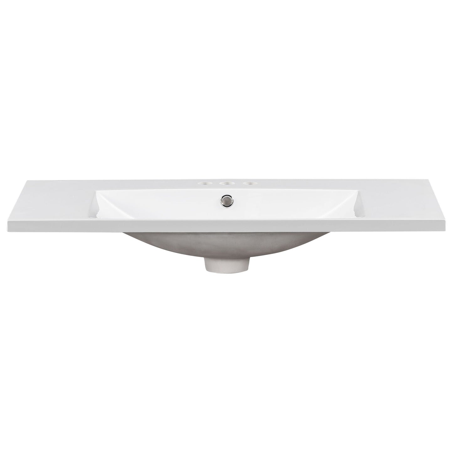 Single Bathroom Basin Sink, Vanity Top Only With 3 Faucet Holes