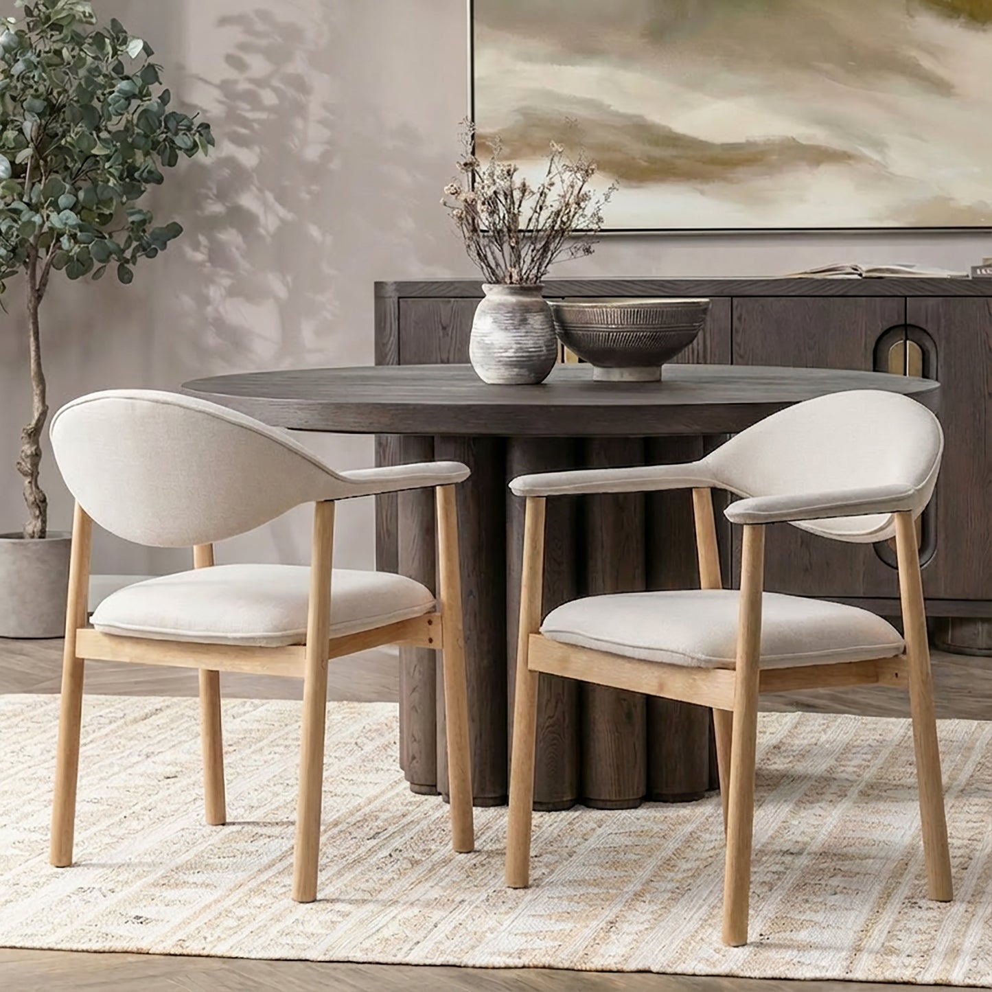 Upholstered Dining Chairs with Curved Back