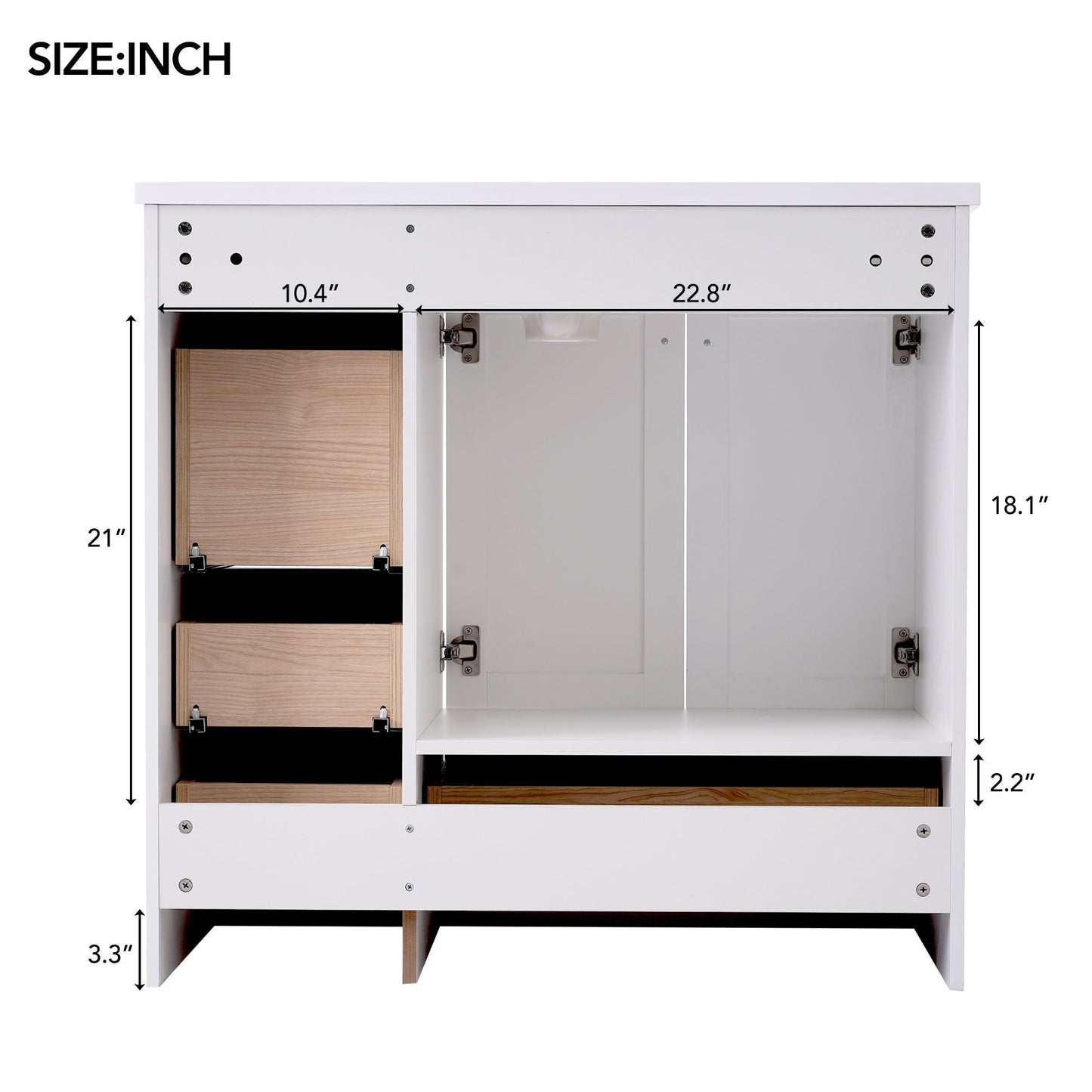 Shaker Free Standing Bathroom Vanity Cabinet & Sink, Soft Close Drawers, Soft Close Doors