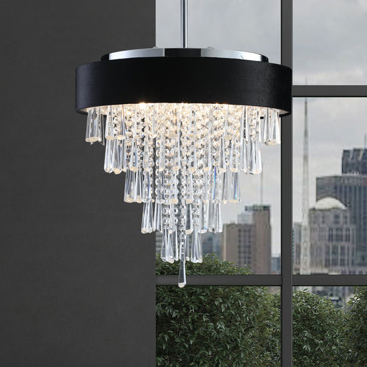 18-inch Modern Crystal Chandelier with Black Velvet Shade