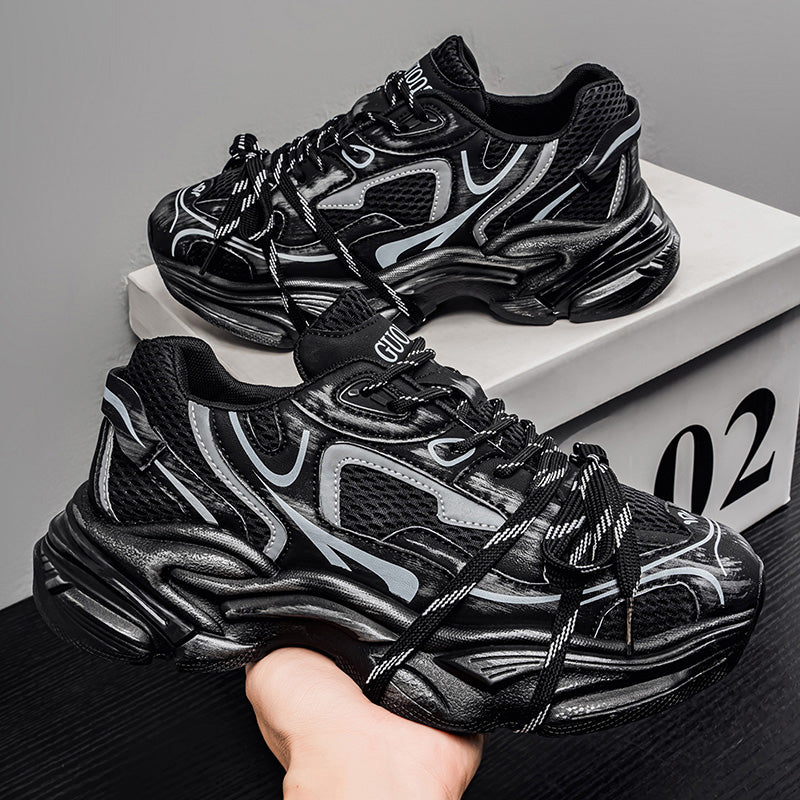 European Style Men's Shoes, New Spring & Autumn Arrivals, High-End Mesh Casual Athletic Sneakers, Thick Sole Height-Boost Trendy Dad Shoes